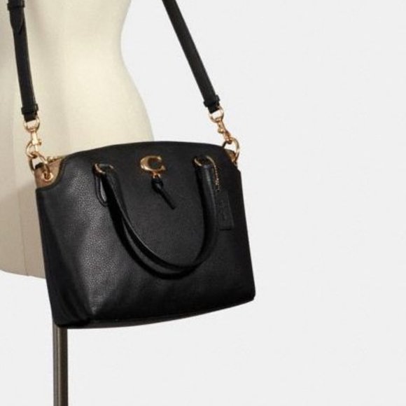 NWT COACH LARGE REMI SATCHEL HANDBAG LEATHER BLACK - Picture 4 of 4